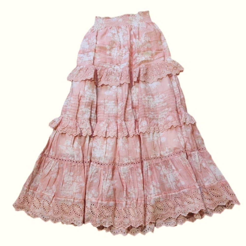 LoveShackFancy Pink Maxi Skirt